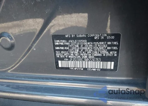 2021 Subaru Crosstrek z USA, uszkodzony, nr VIN JF2GTABC3MH224763